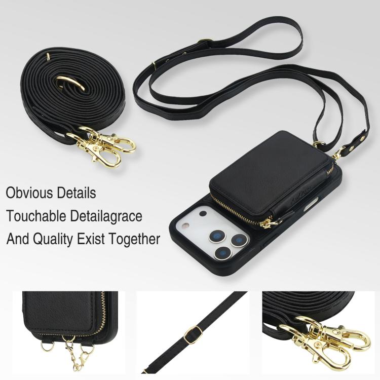 AwQuer 2 in 1 Crossbody Zipper Wallet Leather Back Phone Case, For iPhone 17 Pro Max, For iPhone 17 Pro, For iPhone 17, For iPhone Air, For iPhone 16 Pro Max, For iPhone 16 Pro