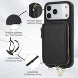 AwQuer 2 in 1 Crossbody Zipper Wallet Leather Back Phone Case, For iPhone 17 Pro Max, For iPhone 17 Pro, For iPhone 17, For iPhone Air, For iPhone 16 Pro Max, For iPhone 16 Pro