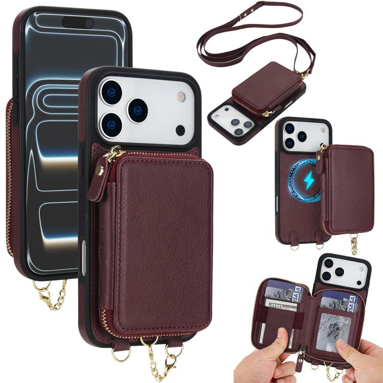 AwQuer 2 in 1 Crossbody Zipper Wallet Leather Back Phone Case, For iPhone 17 Pro Max, For iPhone 17 Pro, For iPhone 17, For iPhone Air, For iPhone 16 Pro Max, For iPhone 16 Pro