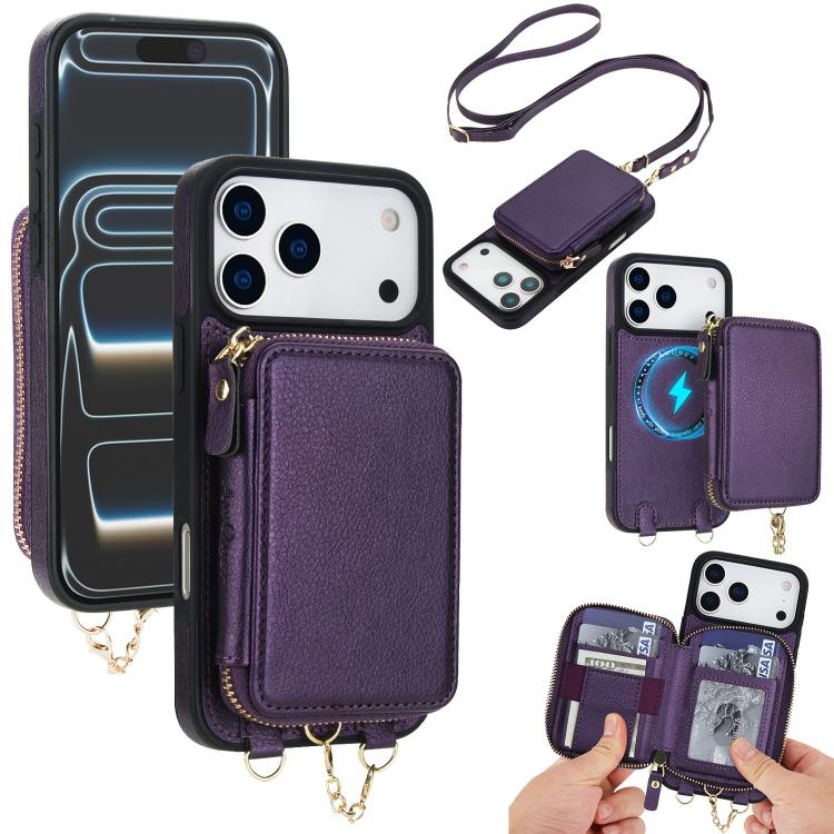 AwQuer 2 in 1 Crossbody Zipper Wallet Leather Back Phone Case, For iPhone 17 Pro Max, For iPhone 17 Pro, For iPhone 17, For iPhone Air, For iPhone 16 Pro Max, For iPhone 16 Pro