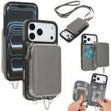 AwQuer 2 in 1 Crossbody Zipper Wallet Leather Back Phone Case, For iPhone 17 Pro Max, For iPhone 17 Pro, For iPhone 17, For iPhone Air, For iPhone 16 Pro Max, For iPhone 16 Pro