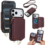 AwQuer 2 in 1 Crossbody Zipper Wallet Leather Back Phone Case, For iPhone 17 Pro Max, For iPhone 17 Pro, For iPhone 17, For iPhone Air, For iPhone 16 Pro Max, For iPhone 16 Pro