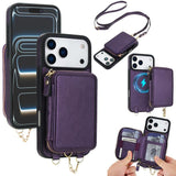AwQuer 2 in 1 Crossbody Zipper Wallet Leather Back Phone Case, For iPhone 17 Pro Max, For iPhone 17 Pro, For iPhone 17, For iPhone Air, For iPhone 16 Pro Max, For iPhone 16 Pro
