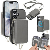 AwQuer 2 in 1 Crossbody Zipper Wallet Leather Back Phone Case, For iPhone 17 Pro Max, For iPhone 17 Pro, For iPhone 17, For iPhone Air, For iPhone 16 Pro Max, For iPhone 16 Pro