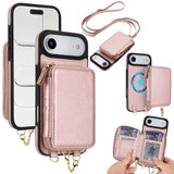 AwQuer 2 in 1 Crossbody Zipper Wallet Leather Back Phone Case, For iPhone 17 Pro Max, For iPhone 17 Pro, For iPhone 17, For iPhone Air, For iPhone 16 Pro Max, For iPhone 16 Pro