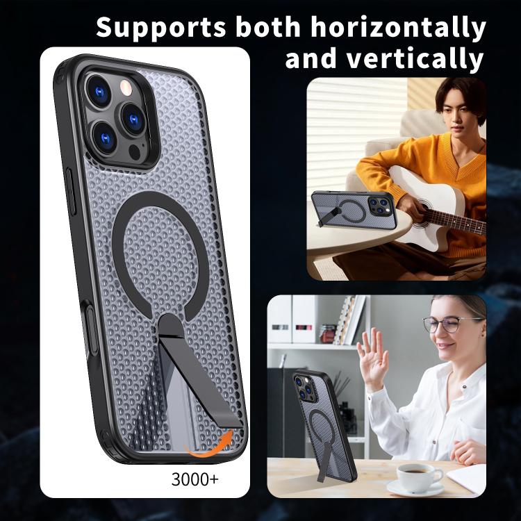 kalebol Honeycomb Cooling MagSafe Holder Phone Case, For iPhone 16 Pro, For iPhone 16 Plus, For iPhone 16, For iPhone 15 Pro Max, For iPhone 15 Pro, For iPhone 15 Plus, For iPhone 15, For iPhone 14 Plus