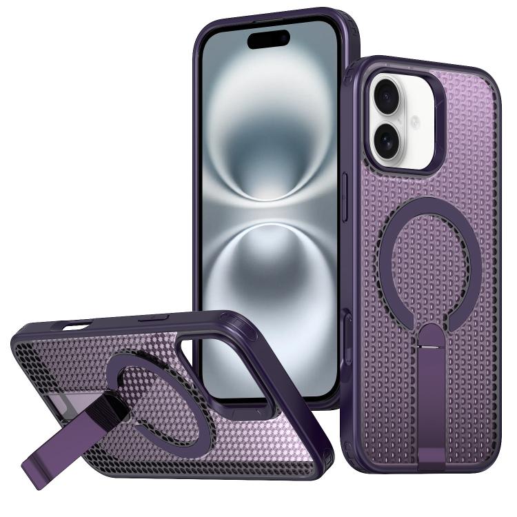 kalebol Honeycomb Cooling MagSafe Holder Phone Case, For iPhone 16 Pro, For iPhone 16 Plus, For iPhone 16, For iPhone 15 Pro Max, For iPhone 15 Pro, For iPhone 15 Plus, For iPhone 15, For iPhone 14 Plus