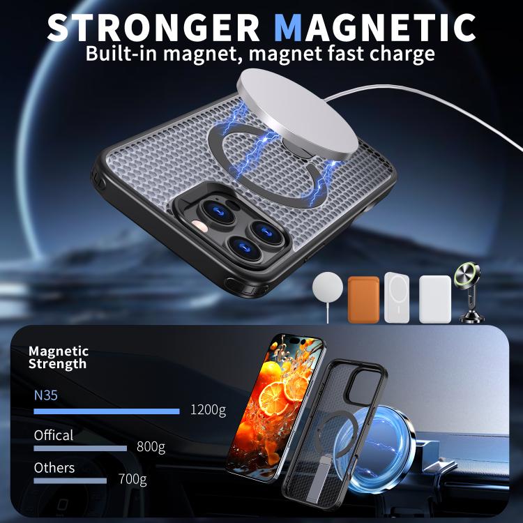 kalebol Honeycomb Cooling MagSafe Holder Phone Case, For iPhone 14, For iPhone 14 Pro, For iPhone 14 Pro Max, For iPhone 13 Pro Max, For iPhone 13