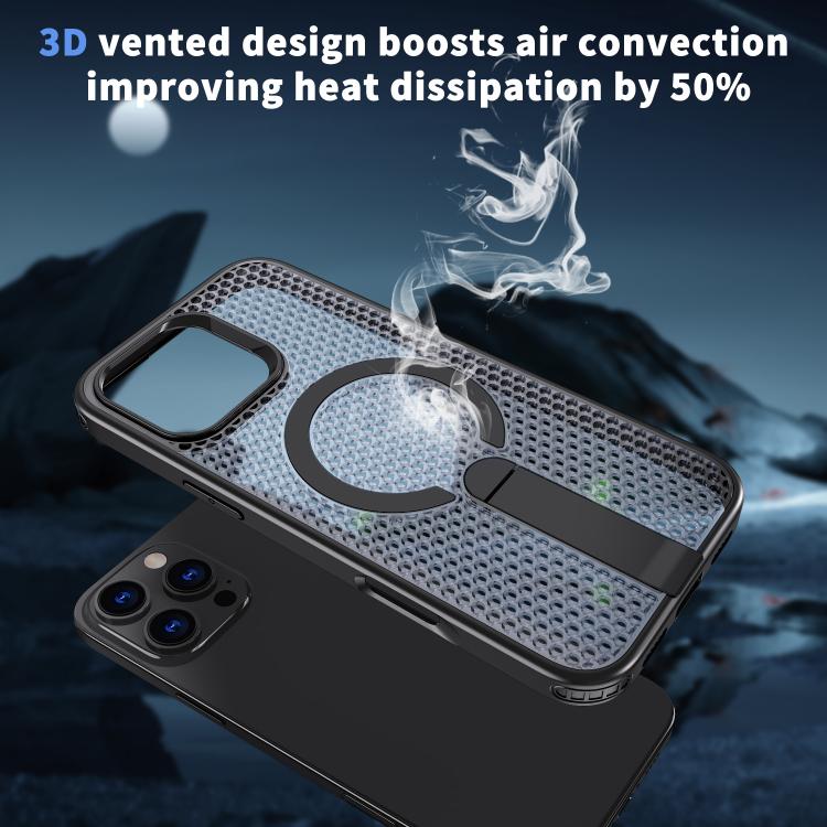 kalebol Honeycomb Cooling MagSafe Holder Phone Case, For iPhone 14, For iPhone 14 Pro, For iPhone 14 Pro Max, For iPhone 13 Pro Max, For iPhone 13