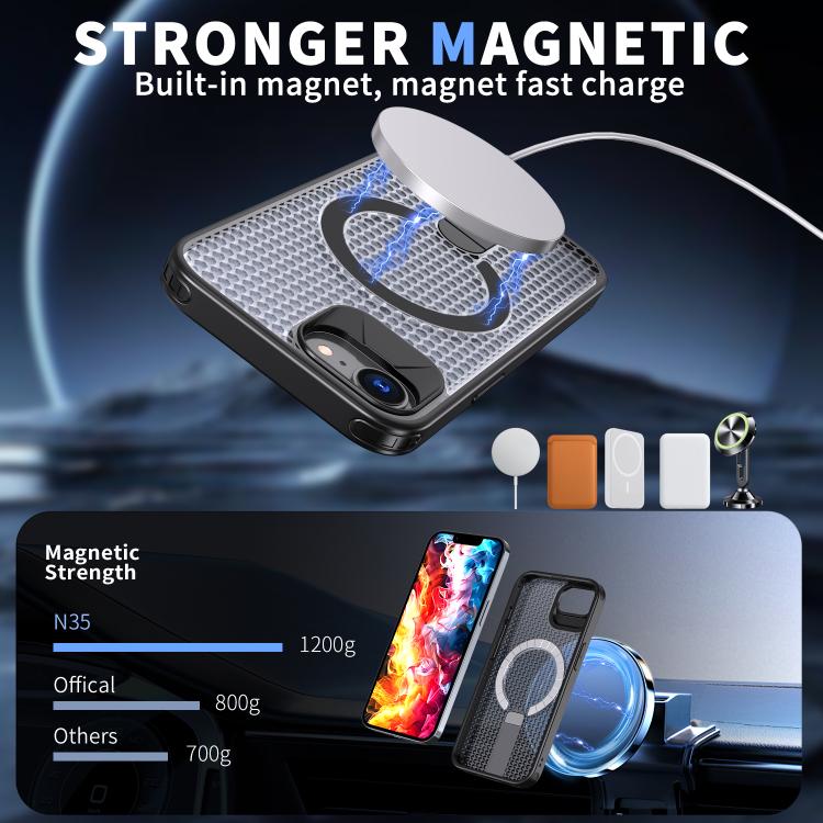 kalebol Honeycomb Cooling MagSafe Holder Phone Case, For iPhone 17e / 16e, For iPhone 17 Pro Max, For iPhone 17 Pro, For iPhone 17, For iPhone Air, For iPhone 16 Pro Max, For iPhone 16 Pro, For iPhone 16 Plus