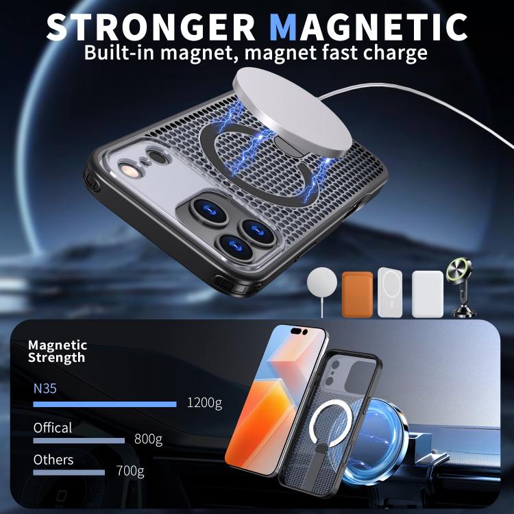 kalebol Honeycomb Cooling MagSafe Holder Phone Case, For iPhone 18 Pro, For iPhone 18 Pro Max, For iPhone 17e / 16e, For iPhone 17 Pro Max, For iPhone 17 Pro, For iPhone 17, For iPhone Air, For iPhone 16 Pro Max