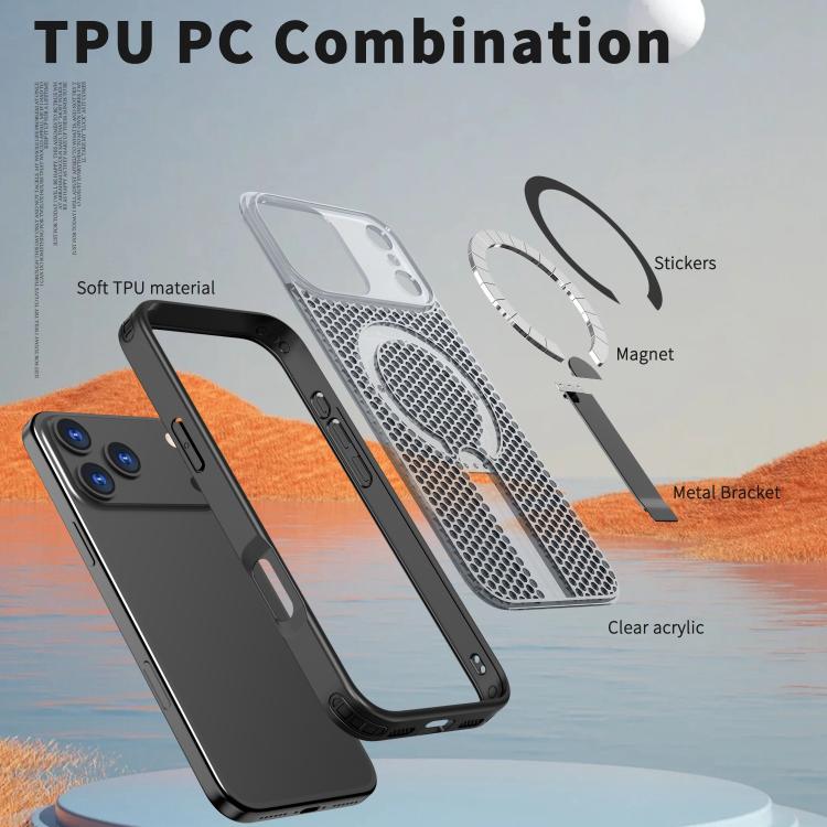 kalebol Honeycomb Cooling MagSafe Holder Phone Case, For iPhone 18 Pro, For iPhone 18 Pro Max, For iPhone 17e / 16e, For iPhone 17 Pro Max, For iPhone 17 Pro, For iPhone 17, For iPhone Air, For iPhone 16 Pro Max
