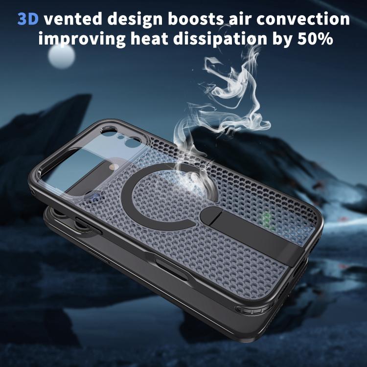 kalebol Honeycomb Cooling MagSafe Holder Phone Case, For iPhone 18 Pro, For iPhone 18 Pro Max, For iPhone 17e / 16e, For iPhone 17 Pro Max, For iPhone 17 Pro, For iPhone 17, For iPhone Air, For iPhone 16 Pro Max