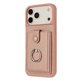 Litchi Texture Drawing Card Bag Ring Holder Phone Case, For iPhone 17 Pro Max, For iPhone 17 Pro, For iPhone 17, For iPhone Air