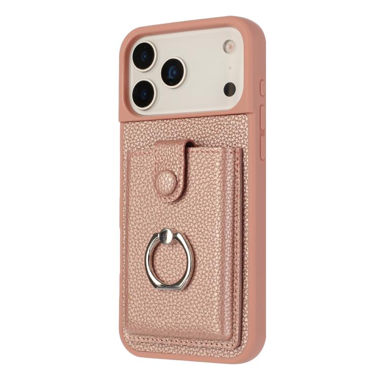 Litchi Texture Drawing Card Bag Ring Holder Phone Case, For iPhone 17 Pro Max, For iPhone 17 Pro, For iPhone 17, For iPhone Air