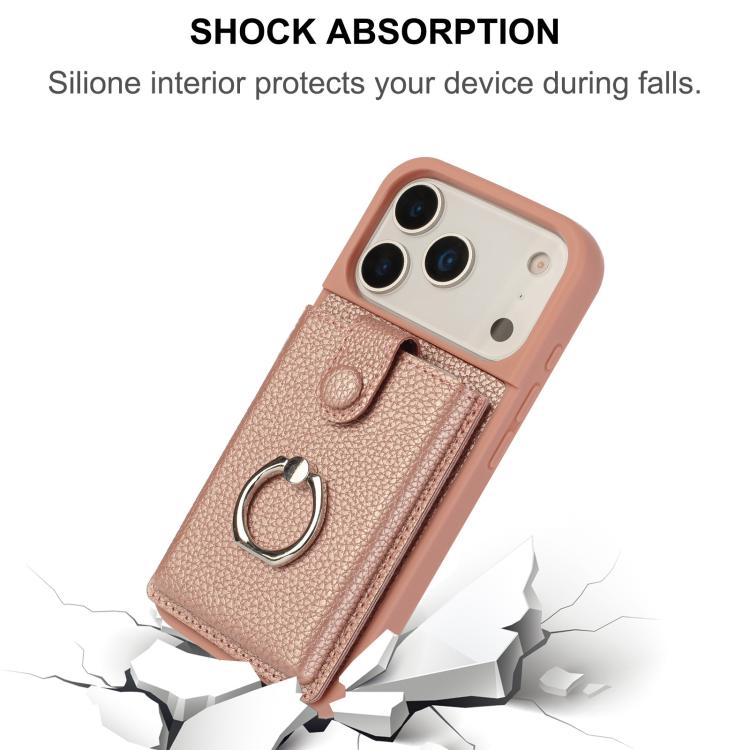 Litchi Texture Drawing Card Bag Ring Holder Phone Case, For iPhone 17 Pro Max, For iPhone 17 Pro, For iPhone 17, For iPhone Air