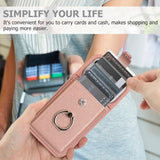 Litchi Texture Drawing Card Bag Ring Holder Phone Case, For iPhone 17 Pro Max, For iPhone 17 Pro, For iPhone 17, For iPhone Air
