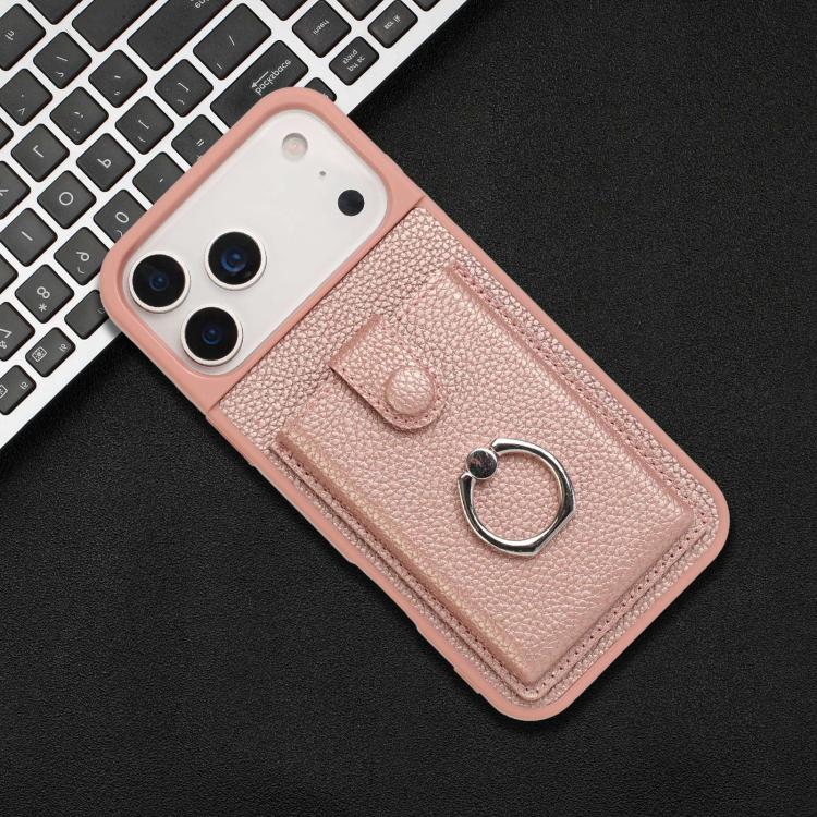 Litchi Texture Drawing Card Bag Ring Holder Phone Case, For iPhone 17 Pro Max, For iPhone 17 Pro, For iPhone 17, For iPhone Air