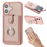 Litchi Texture Drawing Card Bag Ring Holder Phone Case, For iPhone 17 Pro Max, For iPhone 17 Pro, For iPhone 17, For iPhone Air