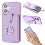 Litchi Texture Drawing Card Bag Ring Holder Phone Case, For iPhone 17 Pro Max, For iPhone 17 Pro, For iPhone 17, For iPhone Air