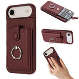 Litchi Texture Drawing Card Bag Ring Holder Phone Case, For iPhone 17 Pro Max, For iPhone 17 Pro, For iPhone 17, For iPhone Air
