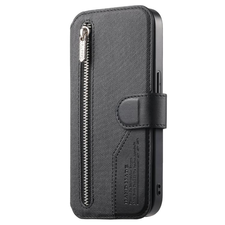 Twill Fabric MagSafe RFID Anti-theft Zipper Wallet Leather Phone Case, For iPhone 13 Pro, For iPhone 13, For iPhone 12, For iPhone 12 Pro Max, For iPhone 12 Pro, For iPhone 11