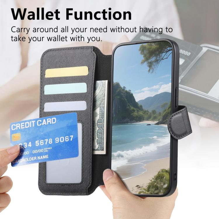 Twill Fabric MagSafe RFID Anti-theft Zipper Wallet Leather Phone Case, For iPhone 13 Pro, For iPhone 13, For iPhone 12, For iPhone 12 Pro Max, For iPhone 12 Pro, For iPhone 11