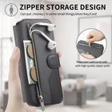 Twill Fabric MagSafe RFID Anti-theft Zipper Wallet Leather Phone Case, For iPhone 13 Pro, For iPhone 13, For iPhone 12, For iPhone 12 Pro Max, For iPhone 12 Pro, For iPhone 11