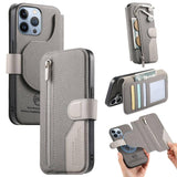 Twill Fabric MagSafe RFID Anti-theft Zipper Wallet Leather Phone Case, For iPhone 13 Pro, For iPhone 13, For iPhone 12, For iPhone 12 Pro Max, For iPhone 12 Pro, For iPhone 11