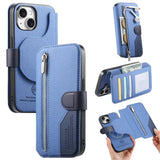 Twill Fabric MagSafe RFID Anti-theft Zipper Wallet Leather Phone Case, For iPhone 13 Pro, For iPhone 13, For iPhone 12, For iPhone 12 Pro Max, For iPhone 12 Pro, For iPhone 11