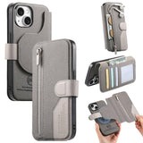 Twill Fabric MagSafe RFID Anti-theft Zipper Wallet Leather Phone Case, For iPhone 13 Pro, For iPhone 13, For iPhone 12, For iPhone 12 Pro Max, For iPhone 12 Pro, For iPhone 11