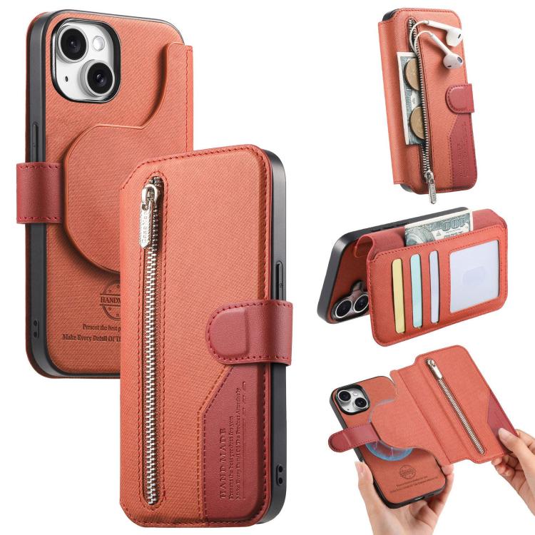 Twill Fabric MagSafe RFID Anti-theft Zipper Wallet Leather Phone Case, For iPhone 13 Pro, For iPhone 13, For iPhone 12, For iPhone 12 Pro Max, For iPhone 12 Pro, For iPhone 11