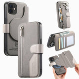 Twill Fabric MagSafe RFID Anti-theft Zipper Wallet Leather Phone Case, For iPhone 13 Pro, For iPhone 13, For iPhone 12, For iPhone 12 Pro Max, For iPhone 12 Pro, For iPhone 11