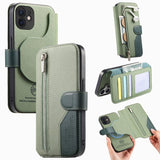 Twill Fabric MagSafe RFID Anti-theft Zipper Wallet Leather Phone Case, For iPhone 13 Pro, For iPhone 13, For iPhone 12, For iPhone 12 Pro Max, For iPhone 12 Pro, For iPhone 11