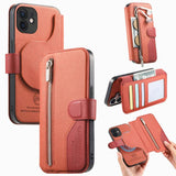 Twill Fabric MagSafe RFID Anti-theft Zipper Wallet Leather Phone Case, For iPhone 13 Pro, For iPhone 13, For iPhone 12, For iPhone 12 Pro Max, For iPhone 12 Pro, For iPhone 11