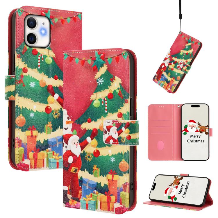 Christmas Series Buckle Leather Phone Case with Hand Strap, For iPhone 11 Pro Max, For iPhone 11, For iPhone 11 Pro, For iPhone XS / X, For iPhone XR, For iPhone XS Max, For iPhone 8 Plus / 7 Plus