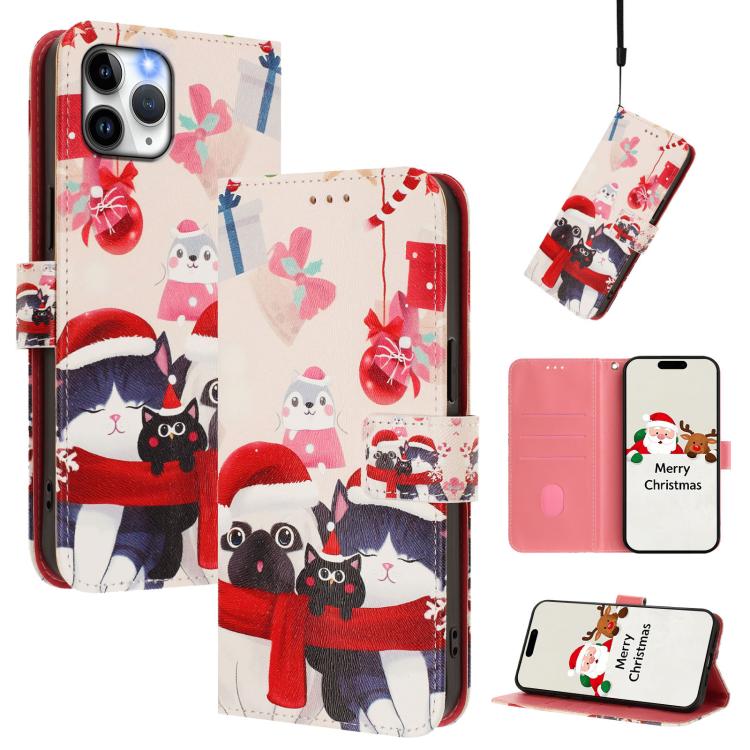 Christmas Series Buckle Leather Phone Case with Hand Strap, For iPhone 11 Pro Max, For iPhone 11, For iPhone 11 Pro, For iPhone XS / X, For iPhone XR, For iPhone XS Max, For iPhone 8 Plus / 7 Plus