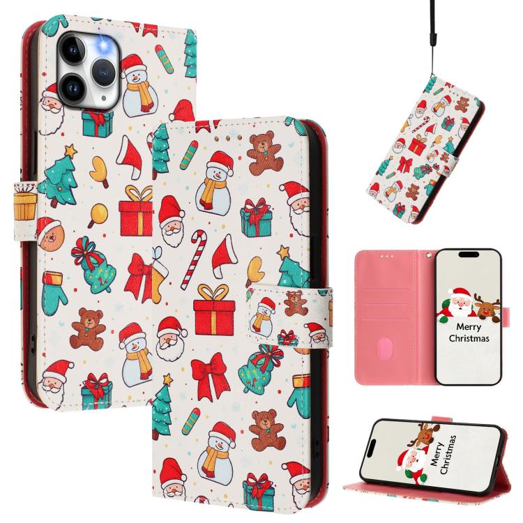 Christmas Series Buckle Leather Phone Case with Hand Strap, For iPhone 11 Pro Max, For iPhone 11, For iPhone 11 Pro, For iPhone XS / X, For iPhone XR, For iPhone XS Max, For iPhone 8 Plus / 7 Plus