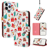 Christmas Series Buckle Leather Phone Case with Hand Strap, For iPhone 14 Pro Max, For iPhone SE 2022 / SE 2020 / 8 / 7, For iPhone 13 Pro Max, For iPhone 13 Pro, For iPhone 13 mini, For iPhone 12 Pro / 12, For iPhone 12 Pro Max, For iPhone 12 mini