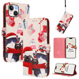 Christmas Series Buckle Leather Phone Case with Hand Strap, For iPhone 16, For iPhone 15 Pro Max, For iPhone 15 Pro, For iPhone 15 Plus, For iPhone 15, For iPhone 14 Plus, For iPhone 14 / 13, For iPhone 14 Pro