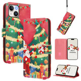 Christmas Series Buckle Leather Phone Case with Hand Strap, For iPhone 16, For iPhone 15 Pro Max, For iPhone 15 Pro, For iPhone 15 Plus, For iPhone 15, For iPhone 14 Plus, For iPhone 14 / 13, For iPhone 14 Pro
