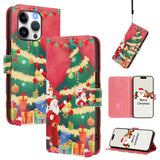 Christmas Series Buckle Leather Phone Case with Hand Strap, For iPhone 16, For iPhone 15 Pro Max, For iPhone 15 Pro, For iPhone 15 Plus, For iPhone 15, For iPhone 14 Plus, For iPhone 14 / 13, For iPhone 14 Pro