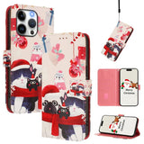 Christmas Series Buckle Leather Phone Case with Hand Strap, For iPhone 16, For iPhone 15 Pro Max, For iPhone 15 Pro, For iPhone 15 Plus, For iPhone 15, For iPhone 14 Plus, For iPhone 14 / 13, For iPhone 14 Pro
