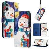 Christmas Series Buckle Leather Phone Case with Hand Strap, For iPhone 16, For iPhone 15 Pro Max, For iPhone 15 Pro, For iPhone 15 Plus, For iPhone 15, For iPhone 14 Plus, For iPhone 14 / 13, For iPhone 14 Pro
