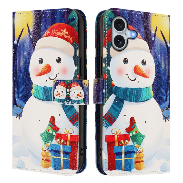 Christmas Series Buckle Leather Phone Case with Hand Strap, For iPhone 16, For iPhone 15 Pro Max, For iPhone 15 Pro, For iPhone 15 Plus, For iPhone 15, For iPhone 14 Plus, For iPhone 14 / 13, For iPhone 14 Pro