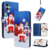 Christmas Series Buckle Leather Phone Case with Hand Strap, For iPhone 16, For iPhone 15 Pro Max, For iPhone 15 Pro, For iPhone 15 Plus, For iPhone 15, For iPhone 14 Plus, For iPhone 14 / 13, For iPhone 14 Pro