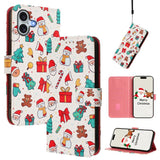 Christmas Series Buckle Leather Phone Case with Hand Strap, For iPhone 17e / 16e, For iPhone 17 Pro Max, For iPhone 17 Pro, For iPhone 17, For iPhone Air, For iPhone 16 Pro Max, For iPhone 16 Pro, For iPhone 16 Plus