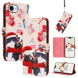 Christmas Series Buckle Leather Phone Case with Hand Strap, For iPhone 17e / 16e, For iPhone 17 Pro Max, For iPhone 17 Pro, For iPhone 17, For iPhone Air, For iPhone 16 Pro Max, For iPhone 16 Pro, For iPhone 16 Plus