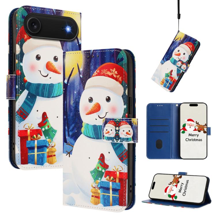 Christmas Series Buckle Leather Phone Case with Hand Strap, For iPhone 17e / 16e, For iPhone 17 Pro Max, For iPhone 17 Pro, For iPhone 17, For iPhone Air, For iPhone 16 Pro Max, For iPhone 16 Pro, For iPhone 16 Plus