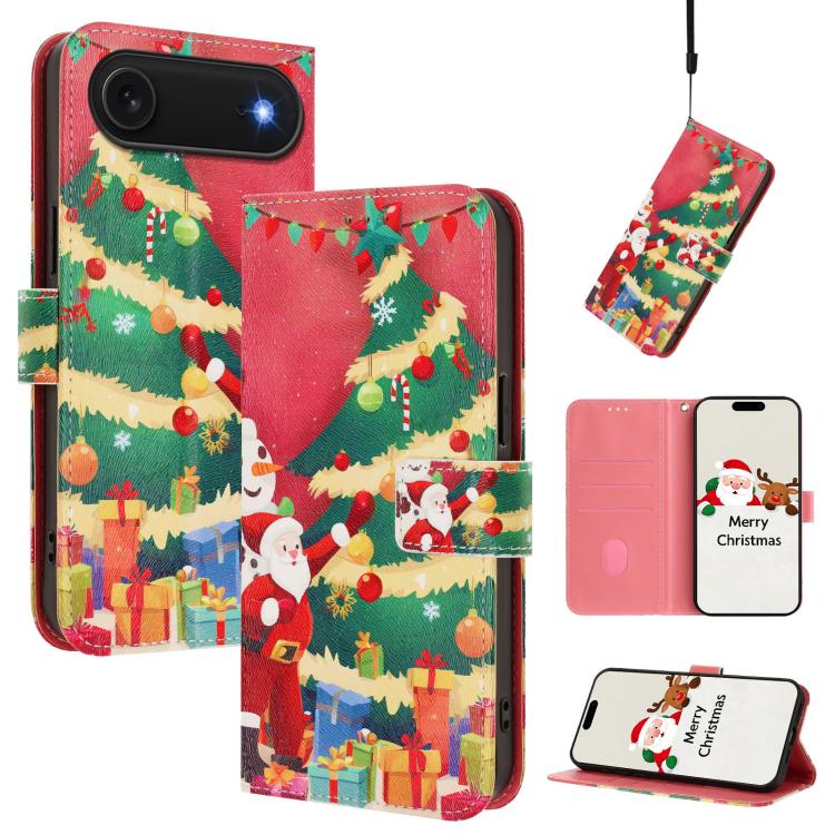 Christmas Series Buckle Leather Phone Case with Hand Strap, For iPhone 17e / 16e, For iPhone 17 Pro Max, For iPhone 17 Pro, For iPhone 17, For iPhone Air, For iPhone 16 Pro Max, For iPhone 16 Pro, For iPhone 16 Plus